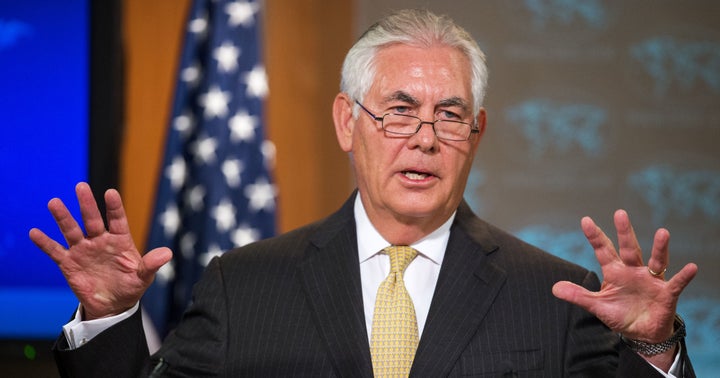 U.S. Secretary of State Rex Tillerson delivers remarks August 1, 2017, from the briefing room of the U.S. State Department in