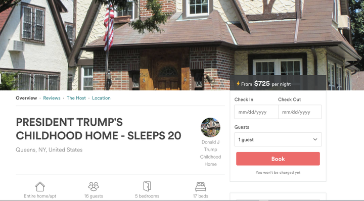 A screenshot of the Airbnb listing. 