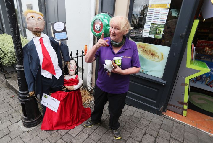 A scarecrow entitled 'Lady & The Trump' at the Durrow Scarecrow Festival,