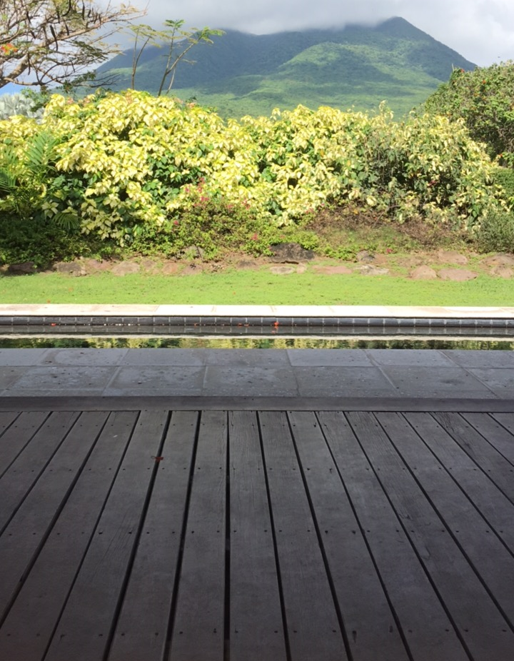 View of Nevis Peak from Four Seasons Resort Nevis cold pool at the spa