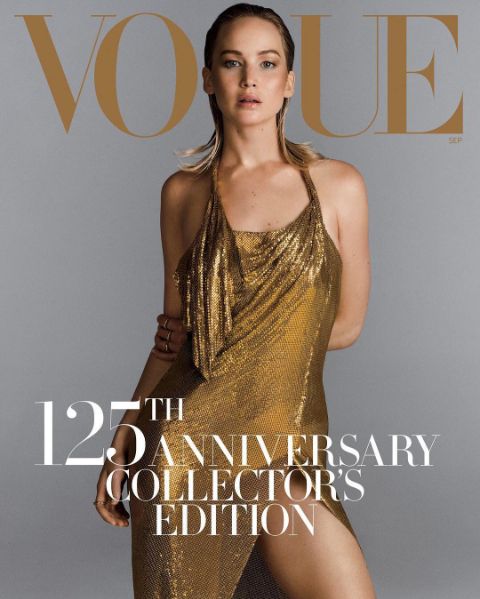 Jennifer Lawrence Oiled Porn - Vogue Reveals Retro Beauty Cover Starring Jennifer Lawrence For 125th  Anniversary Issue | HuffPost UK Style