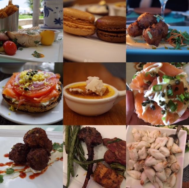 Some of the dishes eaten from the restaurants inside Four Seasons Resort Nevis