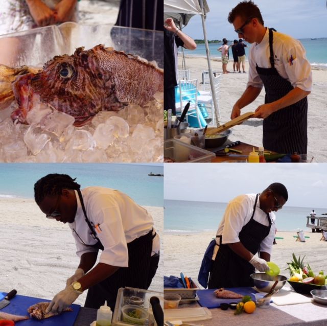 Lion fish cooking demonstration