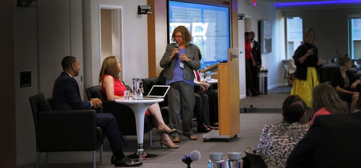 Debra Ruh speaking on the panel at the “Promoting disability inclusion globally” event presented by ILO, USCIB, and AT&T