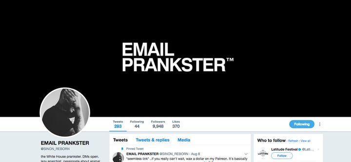 The Email Prankster Twitter account