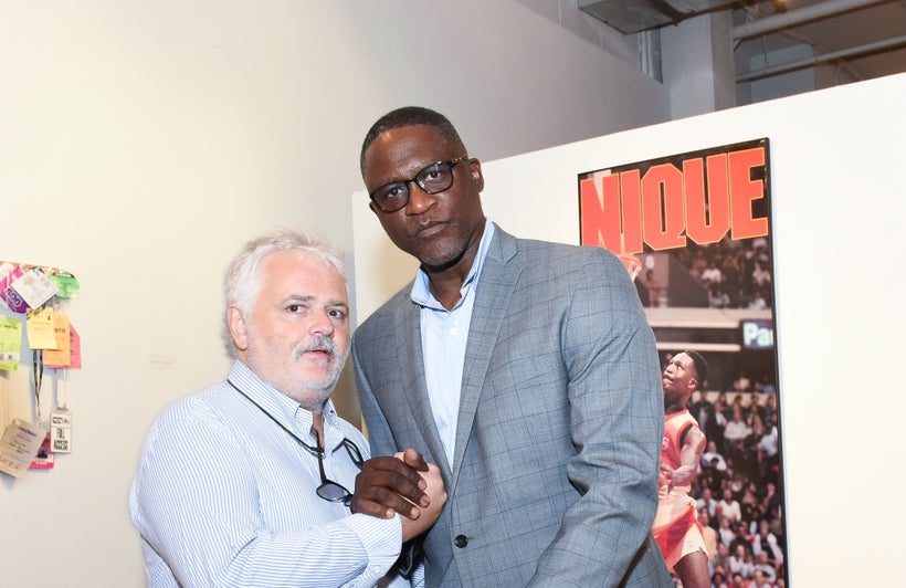 Scott Cunningham and Atlanta Hawks Legend Dominique Wilkins. Also visible is part of the credential
wall where you can view S