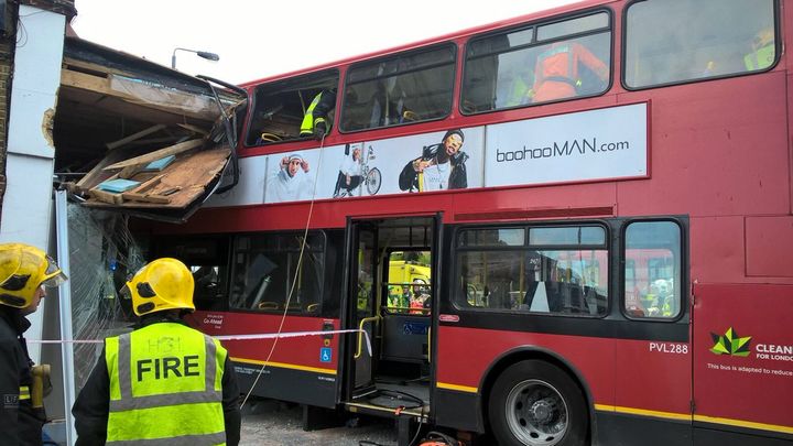 Two passengers were trapped on the bus 