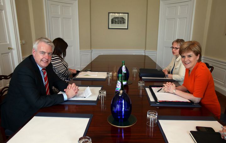Scottish First minister Nicola Sturgeon meets Welsh First Minister Carwyn Jones at Bute House in Edinburgh for talks