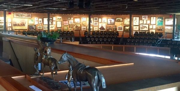 The art-filled view across the Fasig-Tipton pavilion