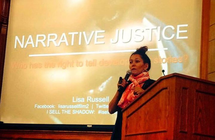 Filmmaker Lisa Russell speaking on Narrative Justice at the Global Health Corps Training Institute at Yale University. New Haven, CT.