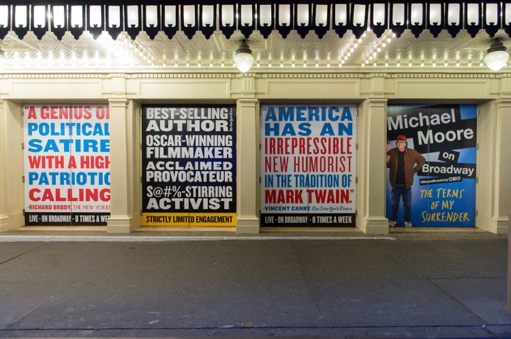 Outside the Belasco Theatre before the Broadway opening of "The Terms of My Surrender."