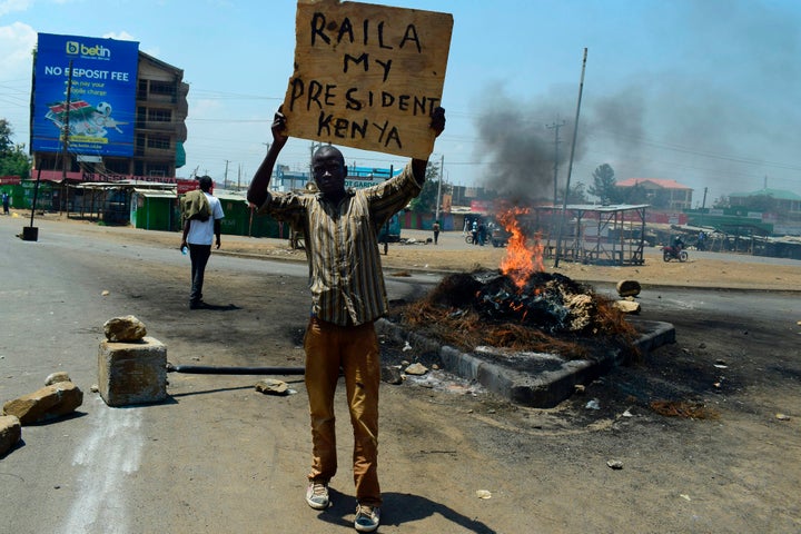 A NASA supporter in Kisumu, Kenya, on Aug. 11.