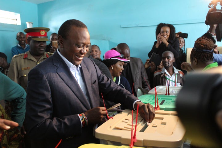 Kenyatta casts his vote in Nairobi on Aug. 8.