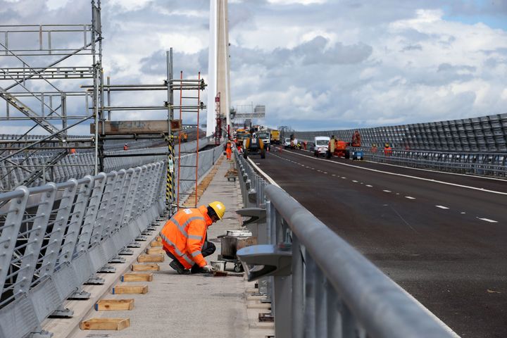 Construction being carried out on the Queensferry Crossing.
