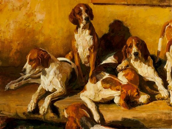 Juli Kirk (American, born 1957), ‘Hounds in a Kennel’, Oil on canvas, 30” x 40”, $7,000 