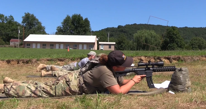 Children aim at targets during exercises at Military Adventure Camp in Flemingsburg, Kentucky.