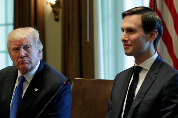 President Donald Trump and Senior Advisor Jared Kushner attend an expanded bilateral meeting with Lebanese Prime Minister Saad Hariri at the White House in Washington, U.S., July 25, 2017.