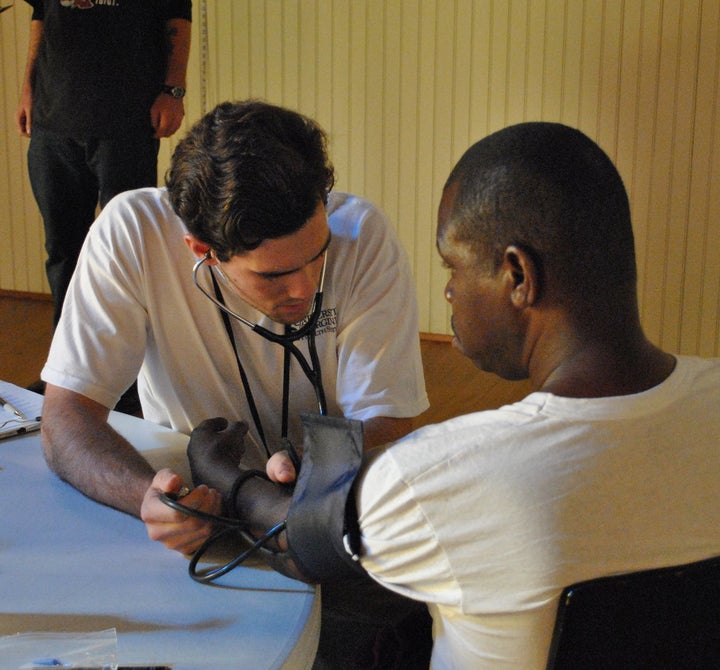 Blood pressures being checked