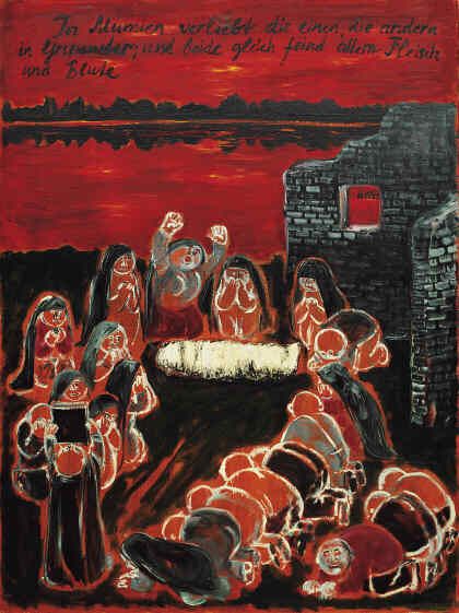  “With mummies, some fall in love; others with phantoms: both alike hostile to all flesh and blood—oh, how repugnant are both to my taste! For I love blood’. Oil on canvas, 1997, 35,5x43,3 inches.