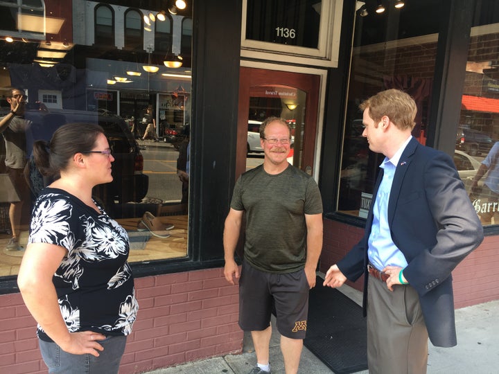 Hurst speaks to voters in Radford, Virginia.