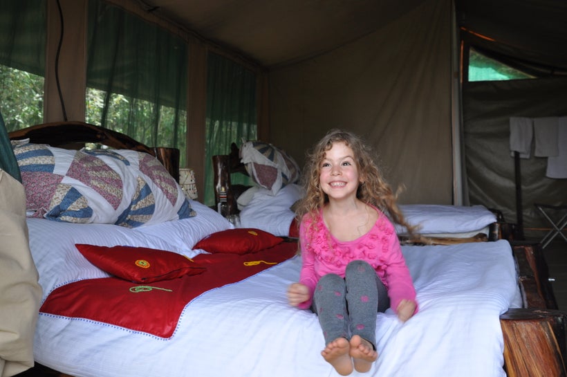 Excited about tent-life at Tangulia Mara Camp