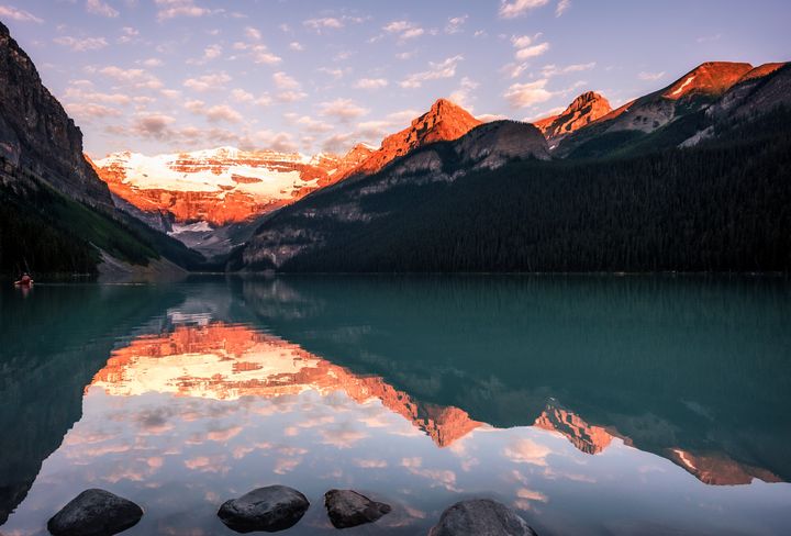 <p>Lake Louise as the sun rises. Such a majestic sight. </p>