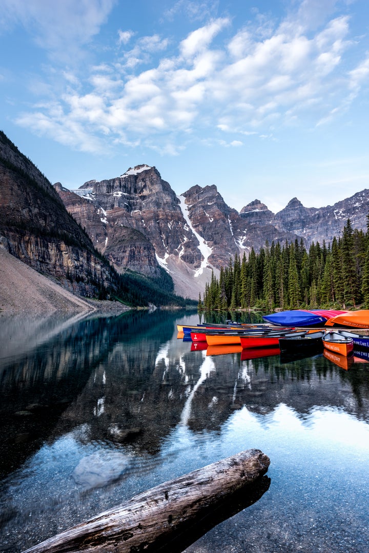 <p>Moraine Lake Canoes, taken lakeside. </p>