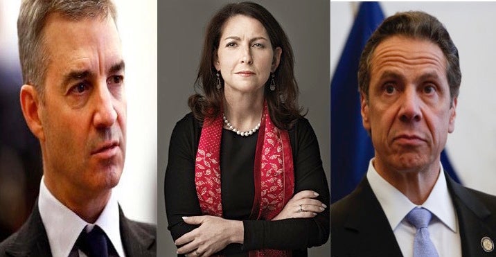 <p>New York’s Charter School Troika (L-R: Daniel Loeb, Eva Moskowitz, Andrew Cuomo) – Champions of Black and Latino children or political opportunists?</p>