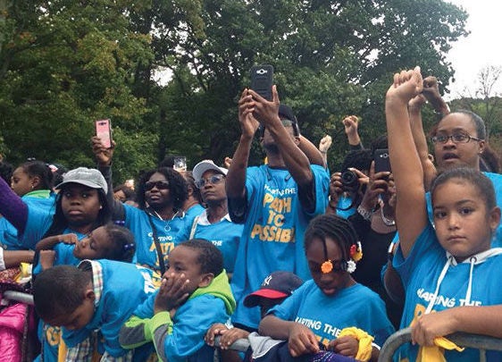 No school today. Eva parades Black children to promote her charter school network.