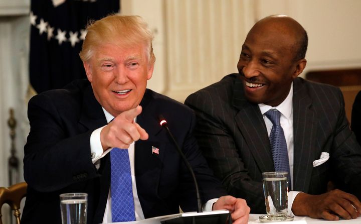 President Donald and Merck & Co. CEO Ken Frazier at a White House meeting in February.