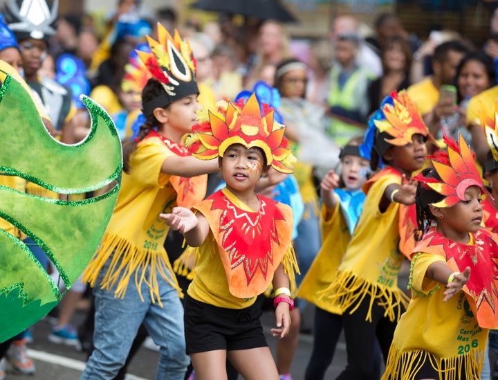 Young dancers perform during the Children's Day parade