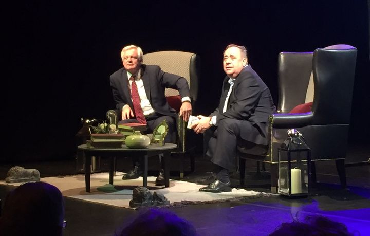 Brexit Secretary David Davis (left) and former First Minister Alex Salmond on the opening day of the Edinburgh Fringe chat show Salmond Unleashed in Edinburgh.