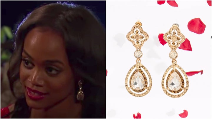 "I wore these when I first pulled up the 'Bachelor' mansion. I was so nervous until Nick calmed my nerves," Lindsay wrote of these gold and crystal drop earrings.