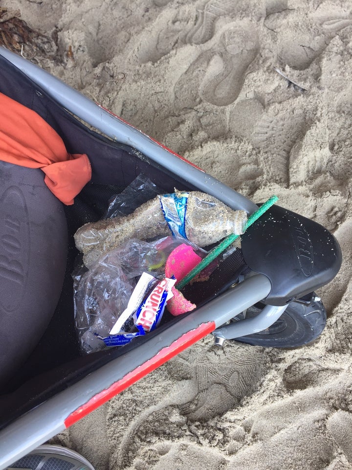 Just a few of the plastic pieces picked up along the beach.