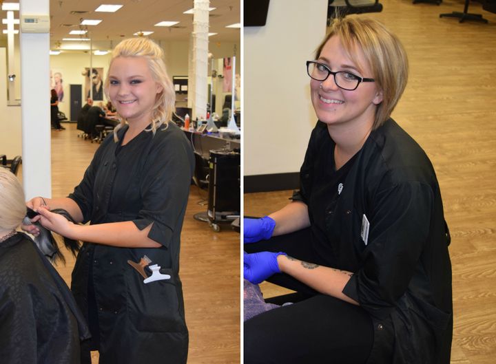 Kayley Olsson (left) and Mariah Wenger (right), two Iowa-based student hairstylists, helped one teen with depression get a major hair makeover.