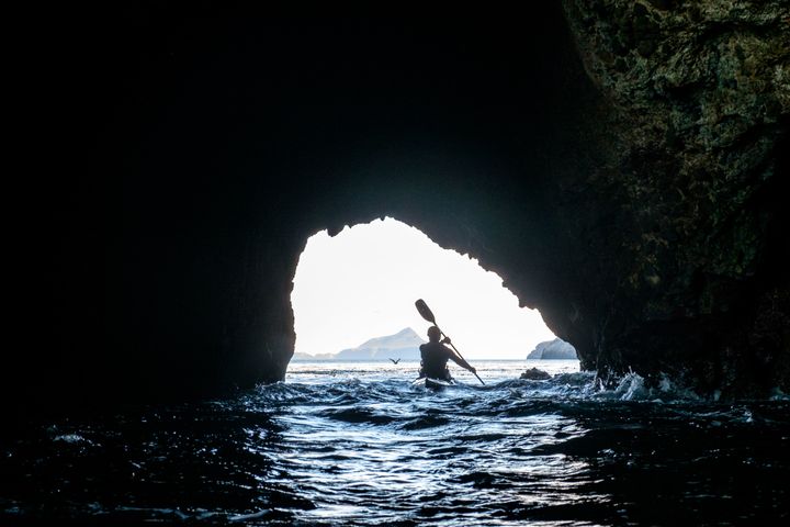 Kayaking through caves in the Channel Islands with the Santa Barbara Adventure Company! 