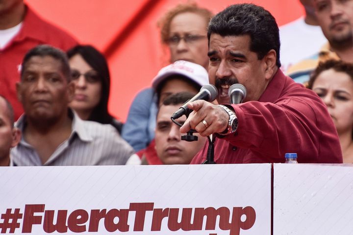 Unpopular Venezuelan President Nicolas Maduro, right, is using Trump's latest comments to gain supporters.
