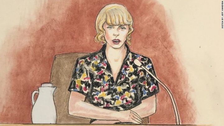 Courtroom sketches showed the singer giving evidence.