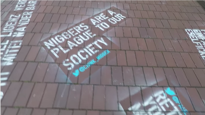 <p>Over the last months, I reported about 300 hate tweets. Twitter failed to delete most of them, so I sprayed them in front of their office - Shahak Shapira</p>