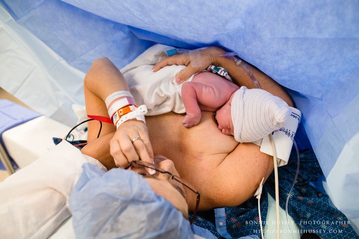 “After the initial newborn exam, she was able to hold her baby while her doctor completed the cesarean,” Hussey recalled. 