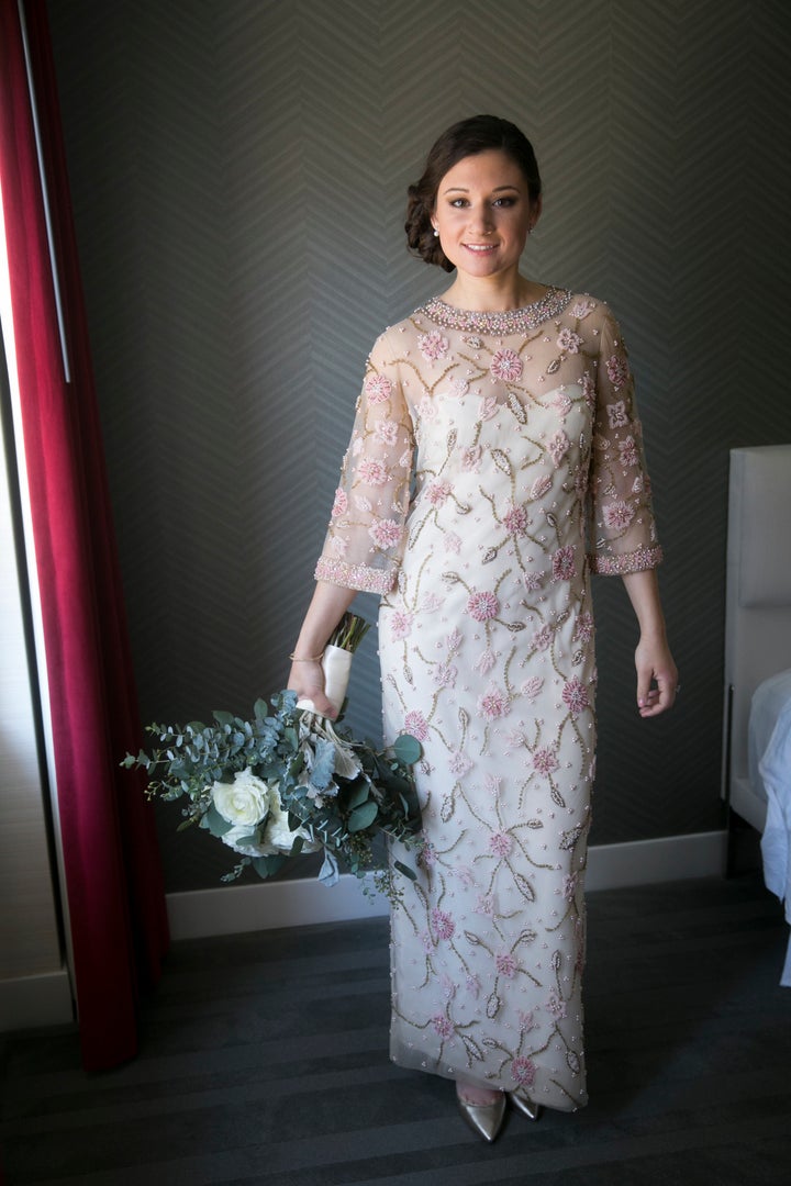 The dress was kept in a Macy's brown bag for 30 years until someone told the bride's mom she should put it in tissue paper to keep it in good condition.