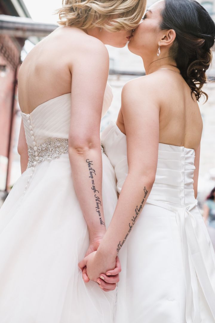 The tattoos were center focus at the wedding.