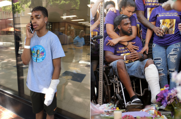 Deandre Harris (l) and Marcus Martin both sustained brutal injuries at Saturday's rally.