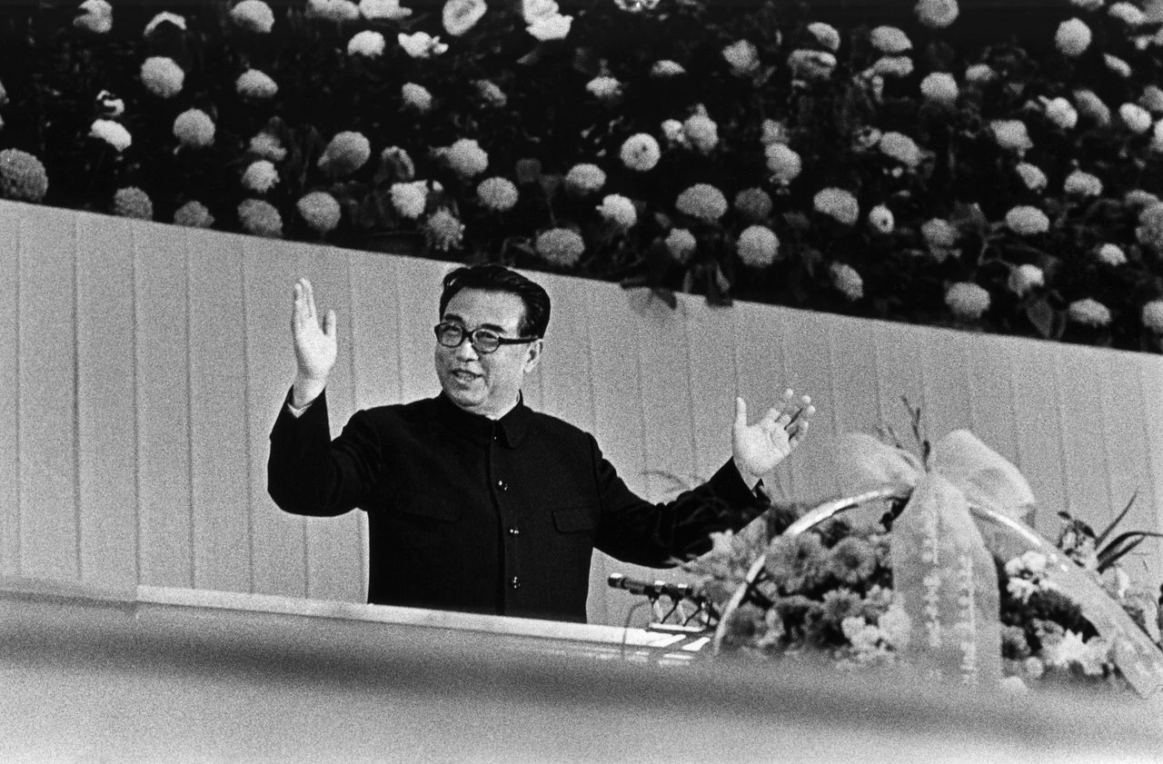 North Korean dictator Kim Il Sung at a cultural performance in an undated photo.