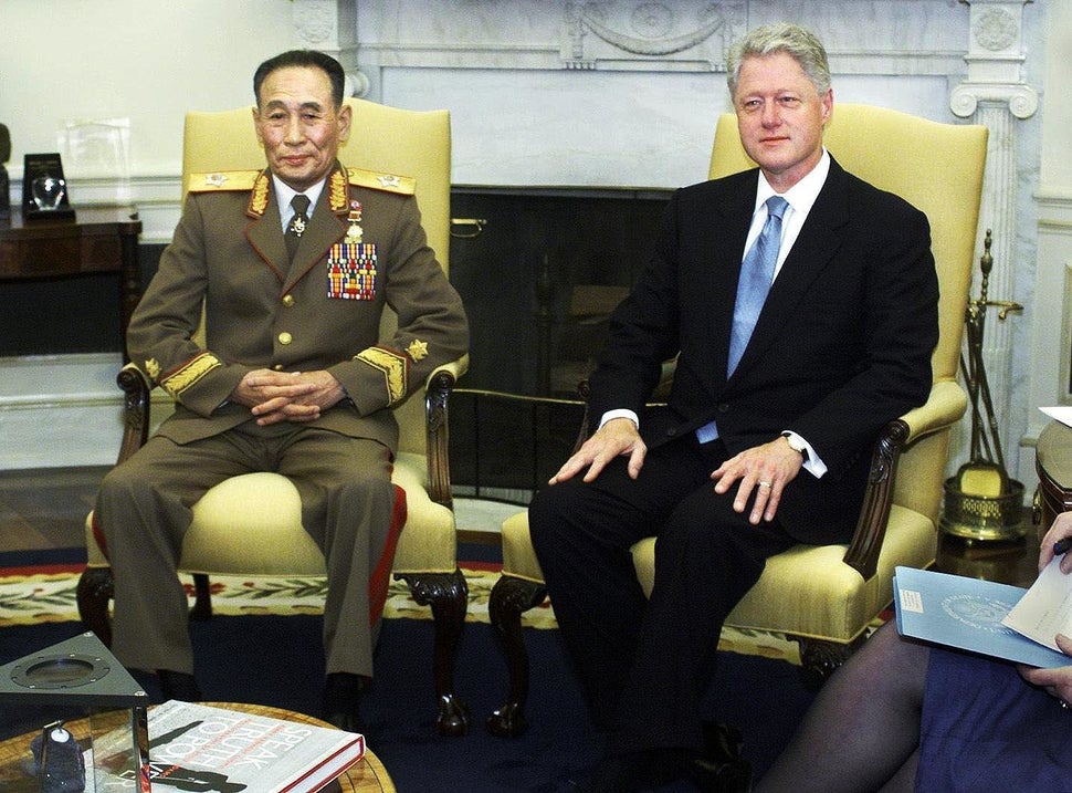 Bill Clinton with Jo Myong Rok, North Korea's first vice chairman of the national defense commission, the most senior North K