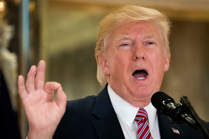 President Donald Trump speaks following a meeting on infrastructure at Trump Tower.