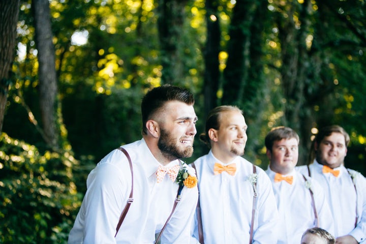 Groom Micah Baker's reaction to seeing his bride Bailey couldn't be sweeter. 