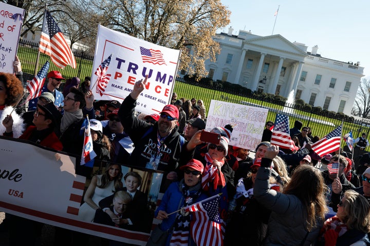 Demonstrators gather near the White House during a March4Trump event in March.