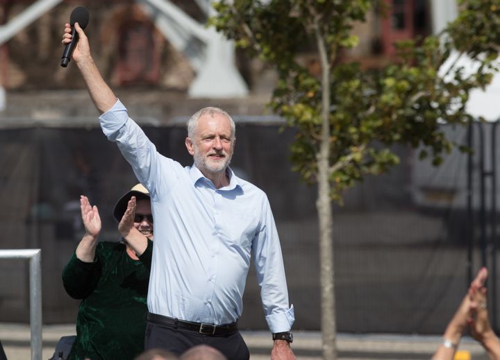 Jeremy Corbyn at one of his summer campaign rallies in Cornwall