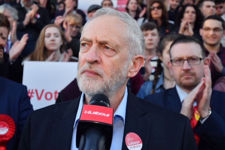 Jeremy Corbyn addresses Momentum rally in Manchester on May 5